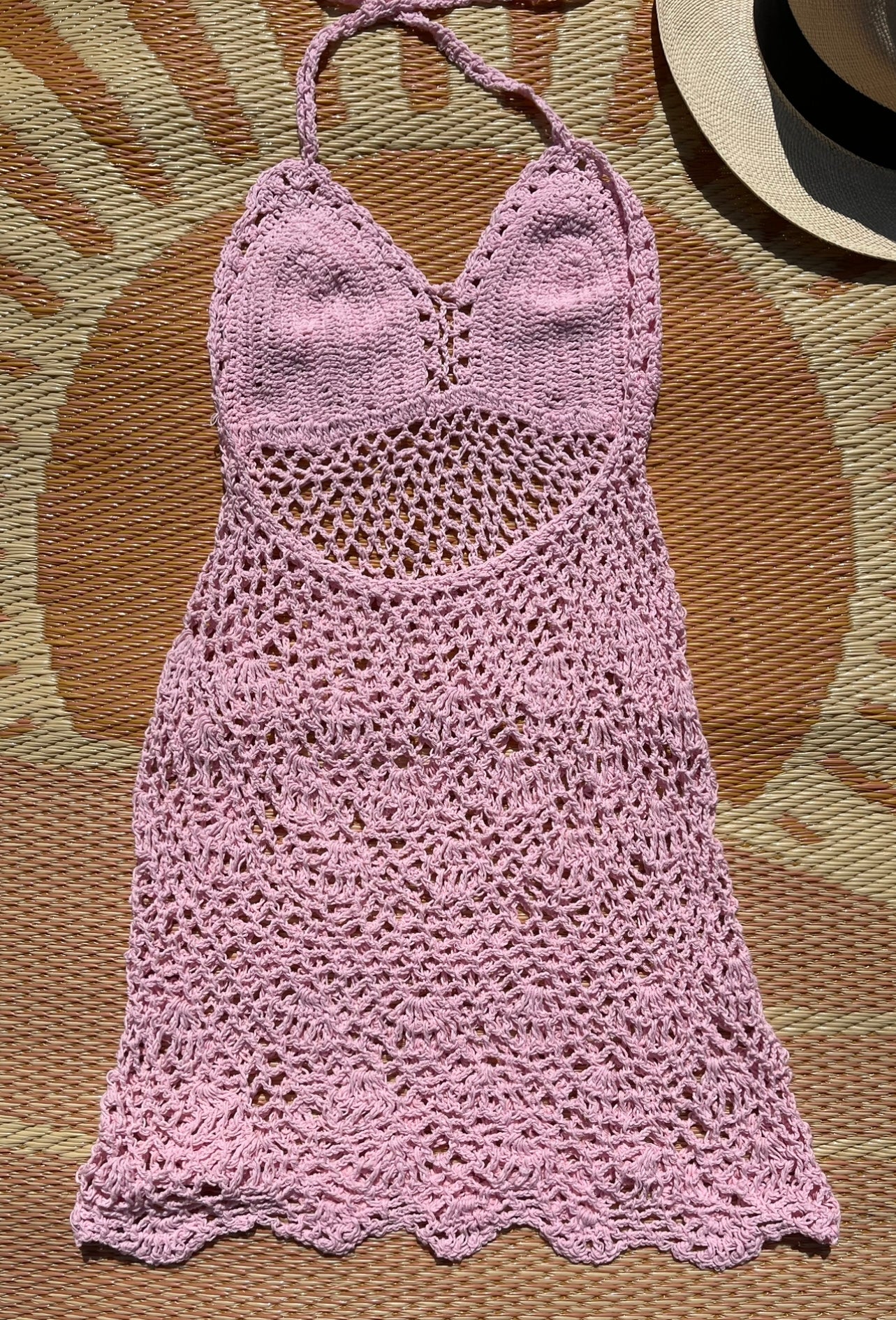 Handmade crochet backless halter dress